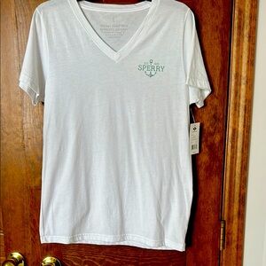 NWT Women’s (L) Sperry White V-Neck Short Sleeve Tee